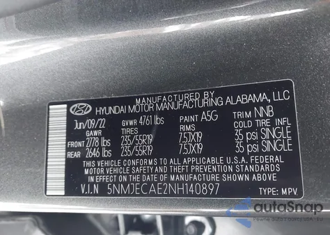 2022 Hyundai Tucson Limited from USA, damaged, VIN 5NMJECAE2NH140897